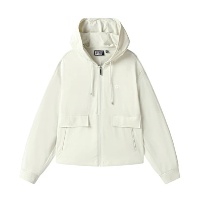 (Women) FILA Solid Pocket Knit Zip Hoodie Yellow Off-White F11W317503F-IV