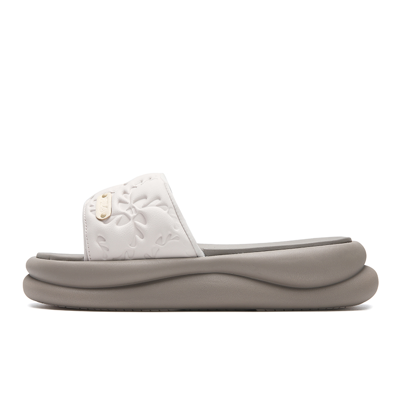(Women) FILA SPONGE 1+ Dolphin Comfort Platform Slide Sandals Women Silver Gray F12W621501F-CF