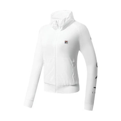 (Women) FILA SS23 White Loose Fit Stand Collar Tennis Jacket. A11W313701F-WT