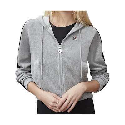 (Women) FILA SS23 Solid Color Zip-Up Hoodie Jacket - Gray LW173D98-073