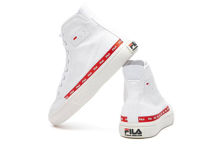 Shop Fila 斐樂 Strada 串標 高幫帆布鞋 女款 白紅