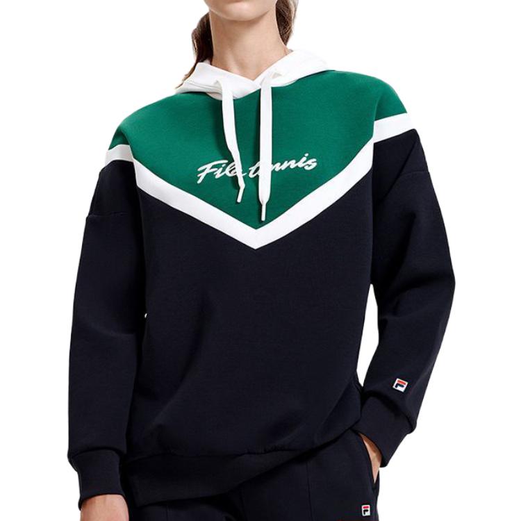 (Women) FILA Tennis Series Retro Colorblock Hoodie Navy Blue RD A11W310202F-NV 圖 3
