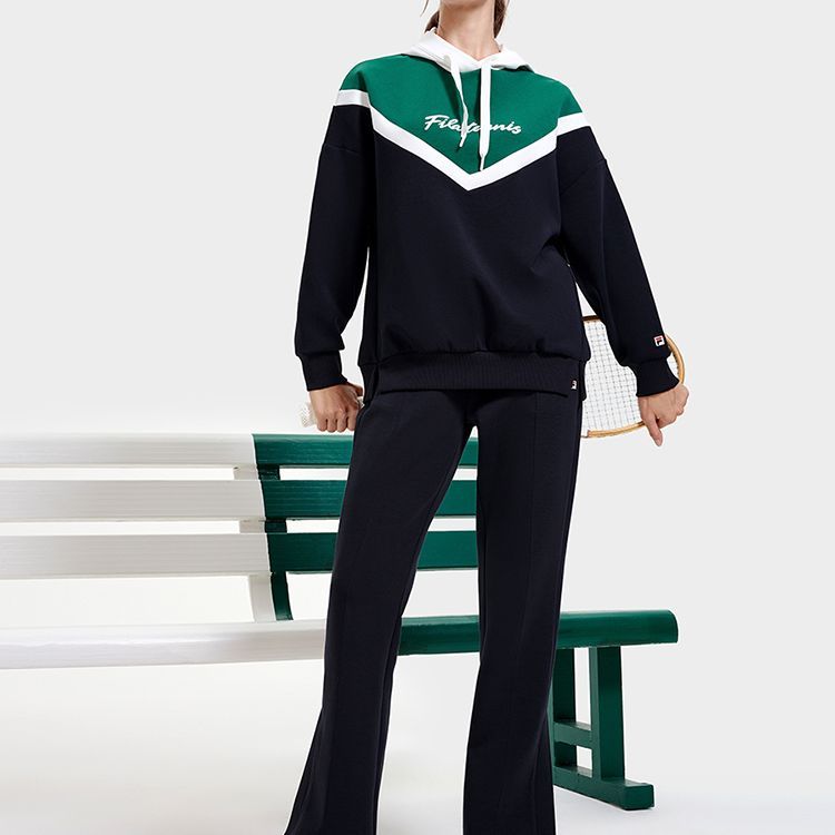 (Women) FILA Tennis Series Retro Colorblock Hoodie Navy Blue RD A11W310202F-NV 圖 5