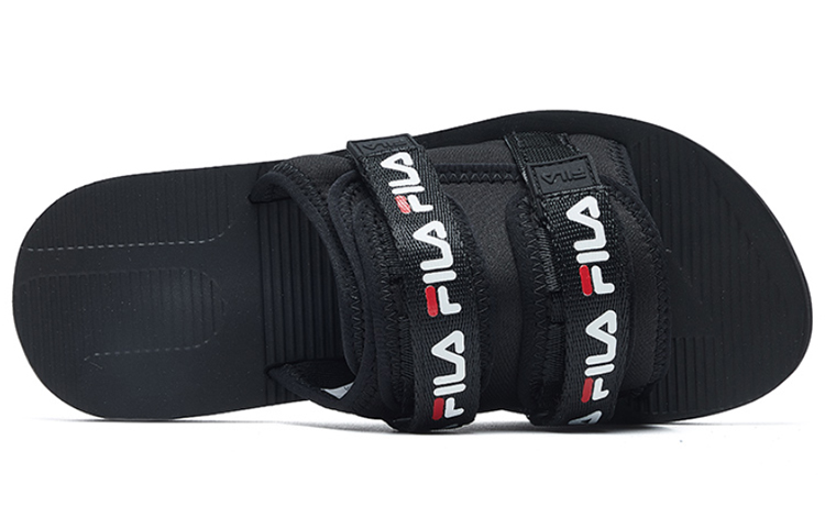 Shop (W) FILA Dikke Zool Klittenband Zwarte Slippers F62W024502FBK
