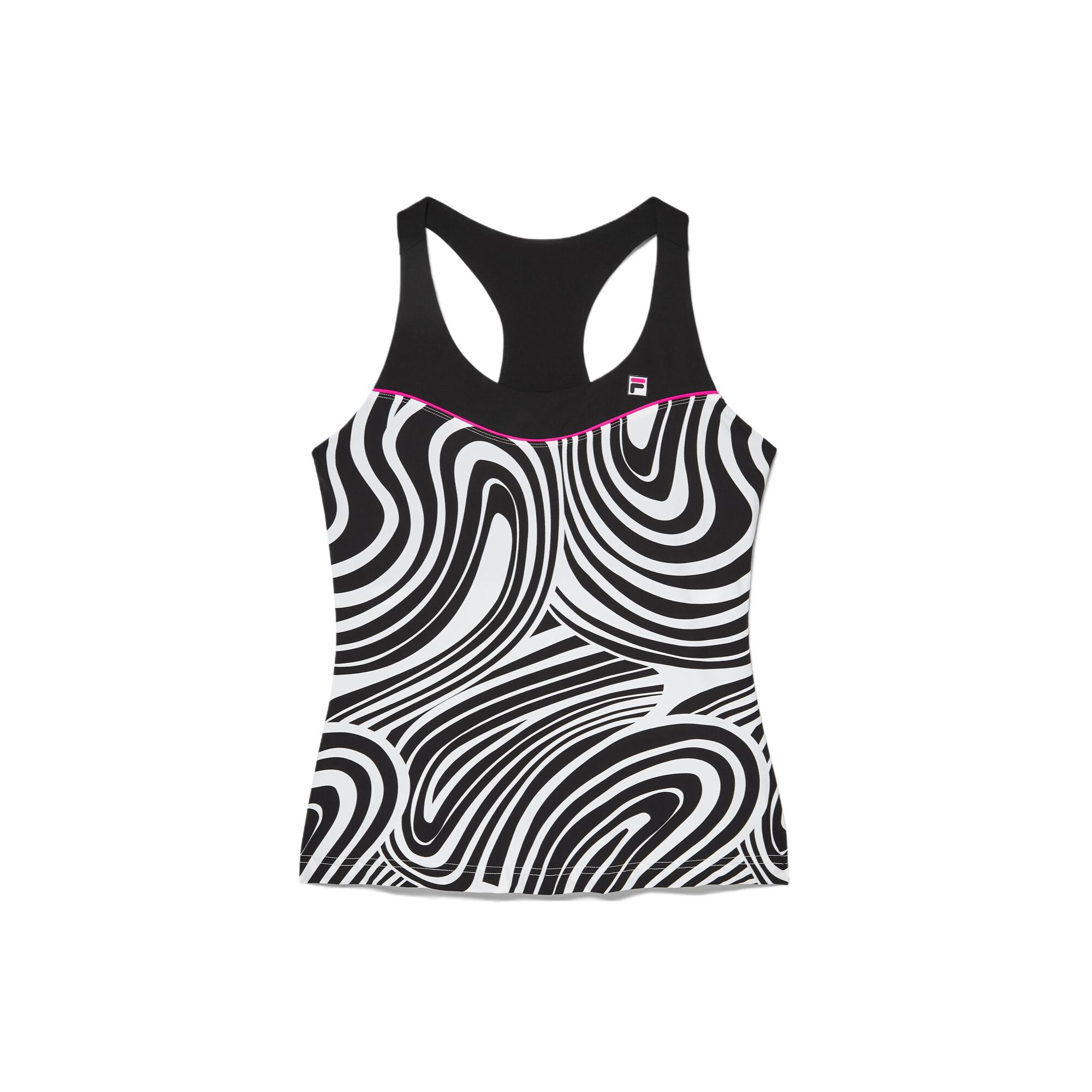 (Women) FILA Tie Breaker Tennis Shirt White/Black - Soft, Stylish, Comfortable TW31D958