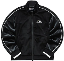 (Women) FILA Valentine's Retro Striped Knit Track Jacket Black Fashion F11W218506F-BK (Women) FILA Valentine's Retro Striped Knit Track Jacket Black Fashion F11W218506F-BK