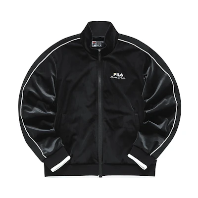(Women) FILA Valentine's Retro Striped Knit Track Jacket Black Fashion F11W218506F-BK