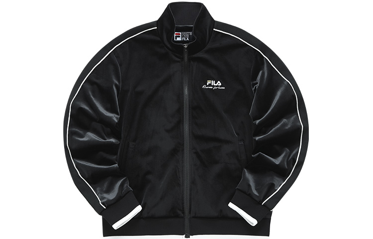 (Women) FILA Valentine's Retro Striped Knit Track Jacket Black Fashion F11W218506F-BK 圖 2