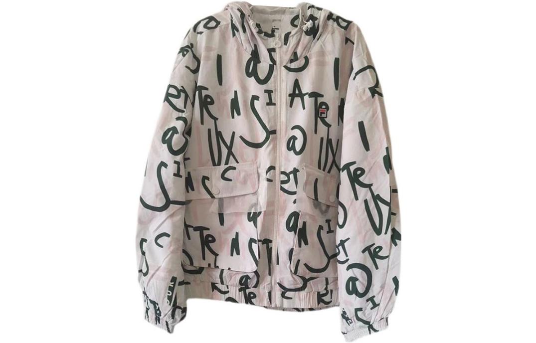 (Women) FILA White Full-Print Logo Hoodie Zip Jacket A11W210701F-ZA 圖 2