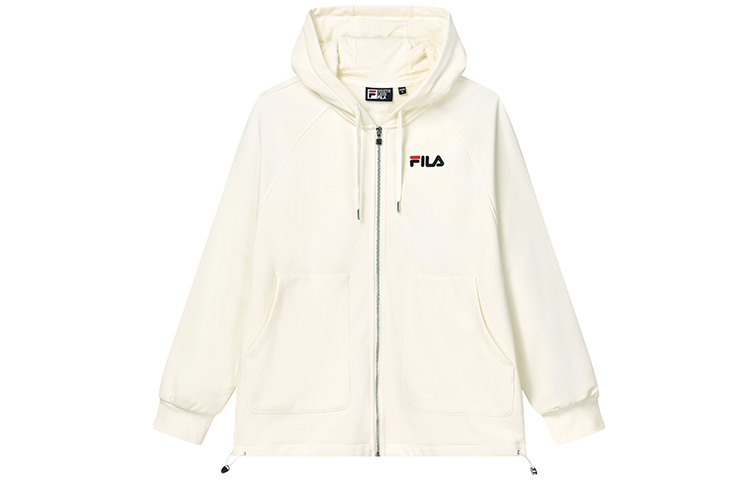 Order (W) FILA 白色寬版連帽拉鍊外套 休閒長袖 F51W138599F-IV