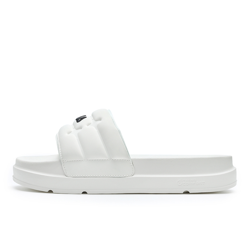 (Women) FILA White Slide Sandals - Driftboat Style, Casual, Non-Slip & Durable. F12W422502FSW