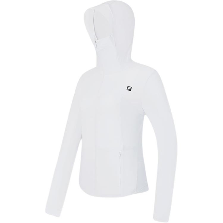 (Women) FILA White Zip-Up Hoodie Jacket with Small Logo Design A11W425505FWT