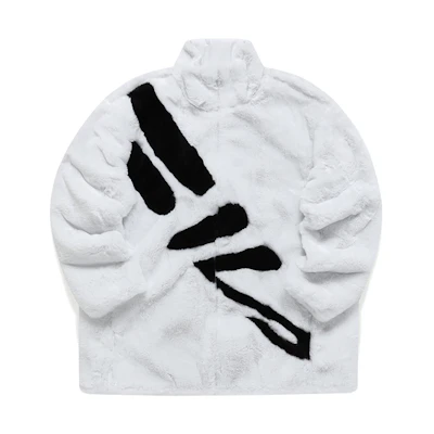 (Women) FILA Winter Colorblock Logo Knit Fleece Warm Jacket in White A11W141512F-WT
