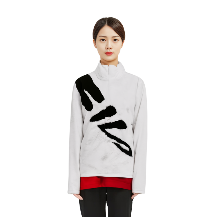 Shop (W) FILA冬季拼色标志针织抓绒保暖夹克白色款 A11W141512F-WT