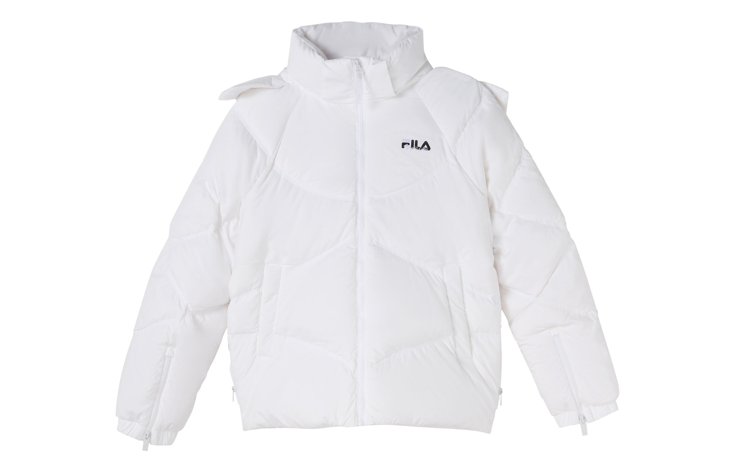 Order (Women) FILA Winter Logo Down Jacket Solid Color Hooded Coat - Standard White. F11W149902F-WT