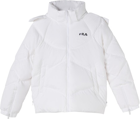 (Women) FILA Winter Logo Down Jacket Solid Color Hooded Coat - Standard White. F11W149902F-WT Order (Women) FILA Winter Logo Down Jacket Solid Color Hooded Coat - Standard White. F11W149902F-WT