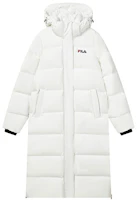 Order (W) FILA冬季白色長版Logo印花連帽羽絨外套 F61W148956FWT