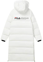 Lookbook (W) FILA冬季白色長版Logo印花連帽羽絨外套 F61W148956FWT