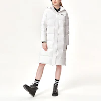 Sizing (W) FILA冬季白色長版Logo印花連帽羽絨外套 F61W148956FWT
