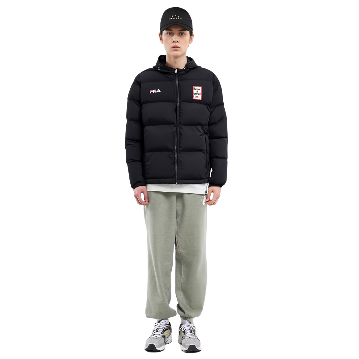 (Women) FILA Have A Good Time Black Logo Hoodie Puffer Jacket Winter Casual. F11U149902F-BK 圖 4