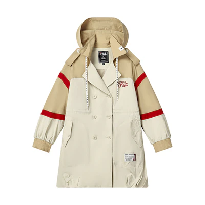 (Women) FILA Mihara Yasuhiro Colorblock Hooded Windbreaker Beige Khaki. F11W313702F-LK