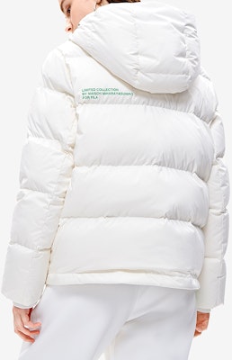 (Women) FILA x Mihara Yasuhiro Short Oversized Puffer Jacket - Coconut White. F11W243905F-IV Details for (Women) FILA x Mihara Yasuhiro Short Oversized Puffer Jacket - Coconut White. F11W243905F-IV