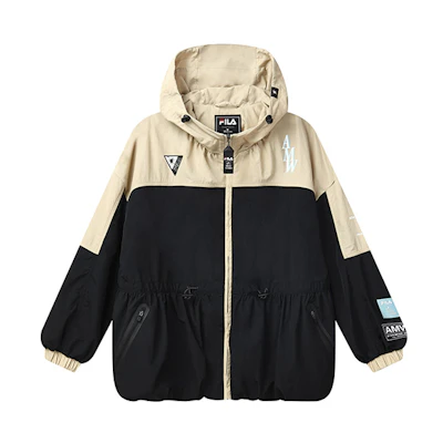 (Women) FILA MIHARA YASUHIRO Black Wheat Colorblock Woven Hooded Jacket. F11W133704F-BK