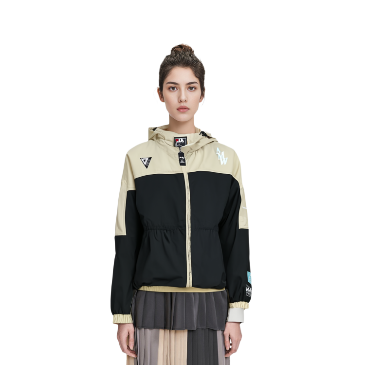 Details for (W) FILA x MIHARA YASUHIRO Chaqueta Negra Trigo Tejida con Capucha Colorblock. F11W133704F-BK