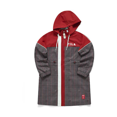 (Women) FILA Mihara Yasuhiro Plaid Patchwork Hooded Jacket Deer Brown F11W213701F-BN