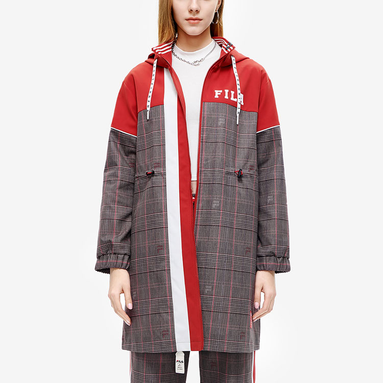 Purchase (W) FILA x Mihara Yasuhiro 格纹拼接连帽夹克 鹿棕色 F11W213701F-BN