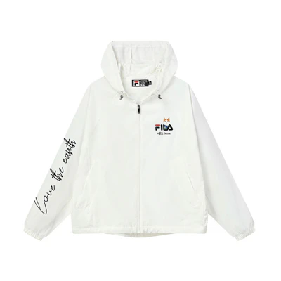 (Women) FILA Pepe Shimada Embroidered Owl Logo Hooded Jacket - Cloud Mushroom White F11W133798F-WT