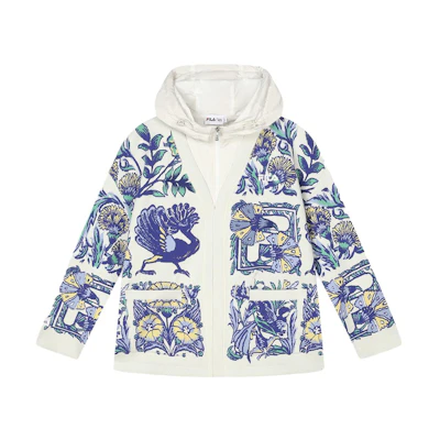 (Women) FILA V&A Floral Print Hoodie Full-Zip Knitted Jacket F11W418412F-ZA