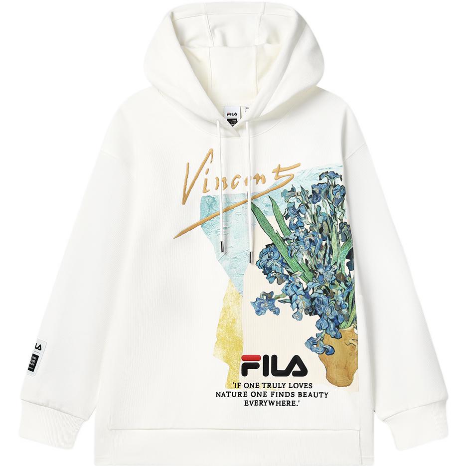 (Women) FILA Van Gogh Museum 2 0 Floral Print Hoodie in Cloud Mushroom White F11W318207FWT