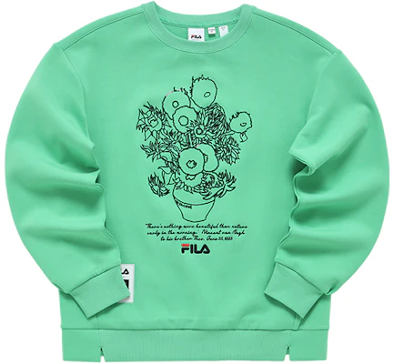 (W) FILA x 梵高美術館 綠色花卉寬鬆針織套頭衫 F11W218218F-LG Order (W) FILA x 梵高美術館 綠色花卉寬鬆針織套頭衫 F11W218218F-LG