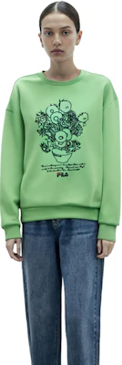 (W) FILA x 梵高美術館 綠色花卉寬鬆針織套頭衫 F11W218218F-LG Shop (W) FILA x 梵高美術館 綠色花卉寬鬆針織套頭衫 F11W218218F-LG