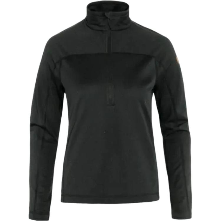 (Women) Fjallraven Slim Fit Zip-Up Long Sleeve Sweatshirt Black 87141-550