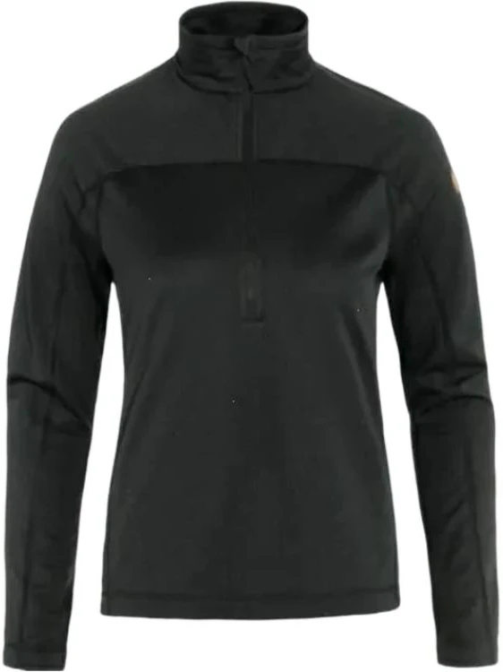 women-fjallraven-slim-fit-zip-up-long-sleeve-sweatshirt-black-87141-550