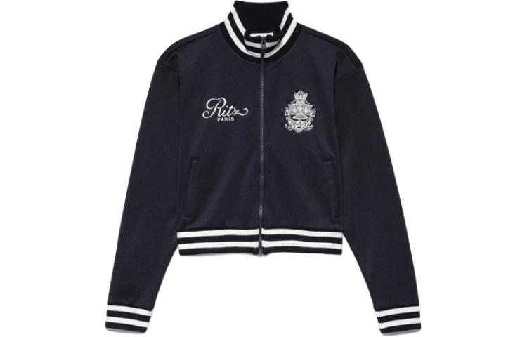 (Women) FRAME Embroidered Zip-Up Baseball Jacket in Navy. LWAC0704NAVY