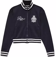 (Women) FRAME Embroidered Zip-Up Baseball Jacket in Navy. LWAC0704NAVY (Women) FRAME Embroidered Zip-Up Baseball Jacket in Navy. LWAC0704NAVY