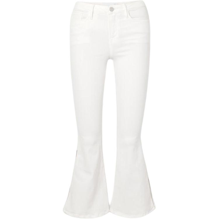 (Women) FRAME High Waist Slim White Flared Jeans with Side Slits JVM1683355780055