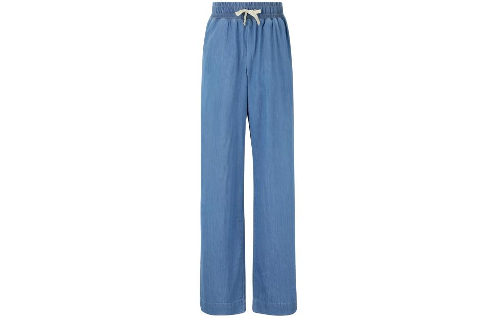 (Women) FRAME Mid-Rise Drawstring Wide-Leg Pants Blue JVM1683355793646