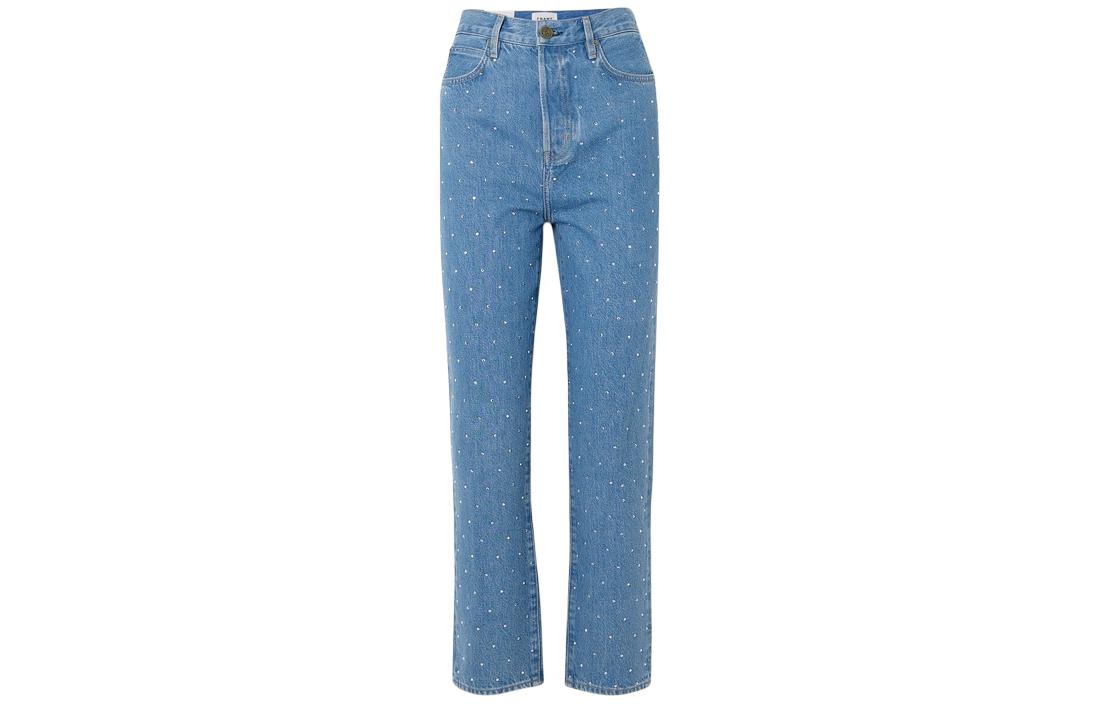(Women) FRAME SS24 Crystal High-Waist Slim Straight Jeans Women Blue JVM1692176310851