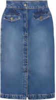 (Women) FRAME SS24 Mid-Length Zipper Washed Denim Skirt Blue JVM1692176340549 (Women) FRAME SS24 Mid-Length Zipper Washed Denim Skirt Blue JVM1692176340549