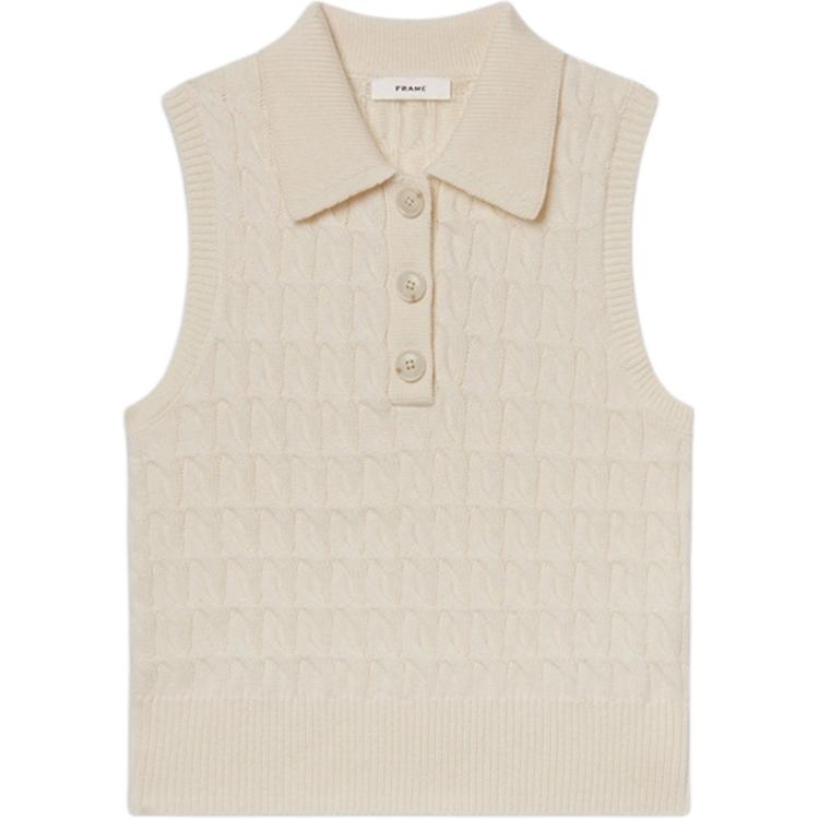 (Women) FRAME SS25 Layered Cable Knit Sleeveless Sweater Vest Women’s White WS25KSW006