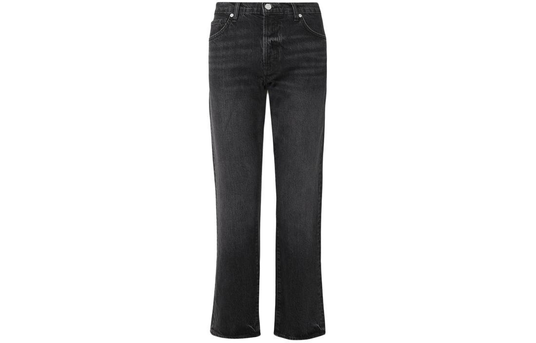 (Women) FRAME Vintage Straight Mid-Rise Washed Jeans Women - Black JVM1687168746097