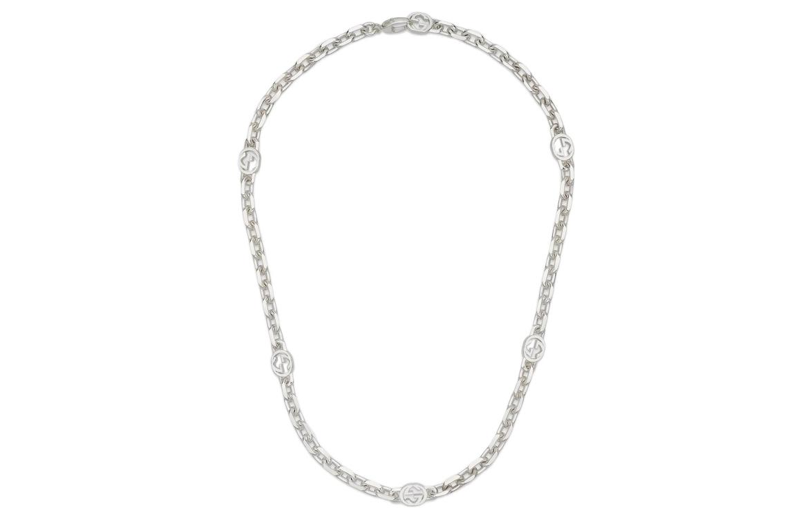 (Women) FW23 GUCCI Interlocking G Pendant 925 Silver Necklace for Women - Silver. 759703 J8400 8106