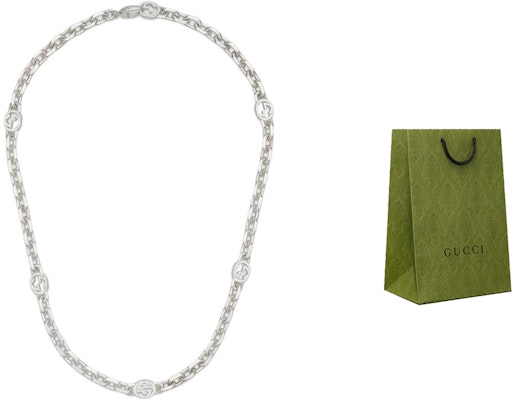 (Women) FW23 GUCCI Interlocking G Pendant 925 Silver Necklace for Women - Silver. 759703 J8400 8106 Lookbook (Women) FW23 GUCCI Interlocking G Pendant 925 Silver Necklace for Women - Silver. 759703 J8400 8106