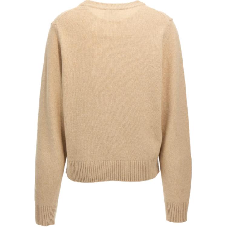 Lookbook (W) 가니 베이지 그래픽 니트 크루넥 긴팔 풀오버 스웨터. K2320883