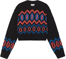 (Women) GANNI Black Floral Embroidery Knit Pullover Sweater Crewneck. K2011-099 (Women) GANNI Black Floral Embroidery Knit Pullover Sweater Crewneck. K2011-099