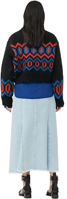 (W) 가니 블랙 플로럴 자수 니트 풀오버 크루넥 스웨터. K2011-099 Shop (W) 가니 블랙 플로럴 자수 니트 풀오버 크루넥 스웨터. K2011-099